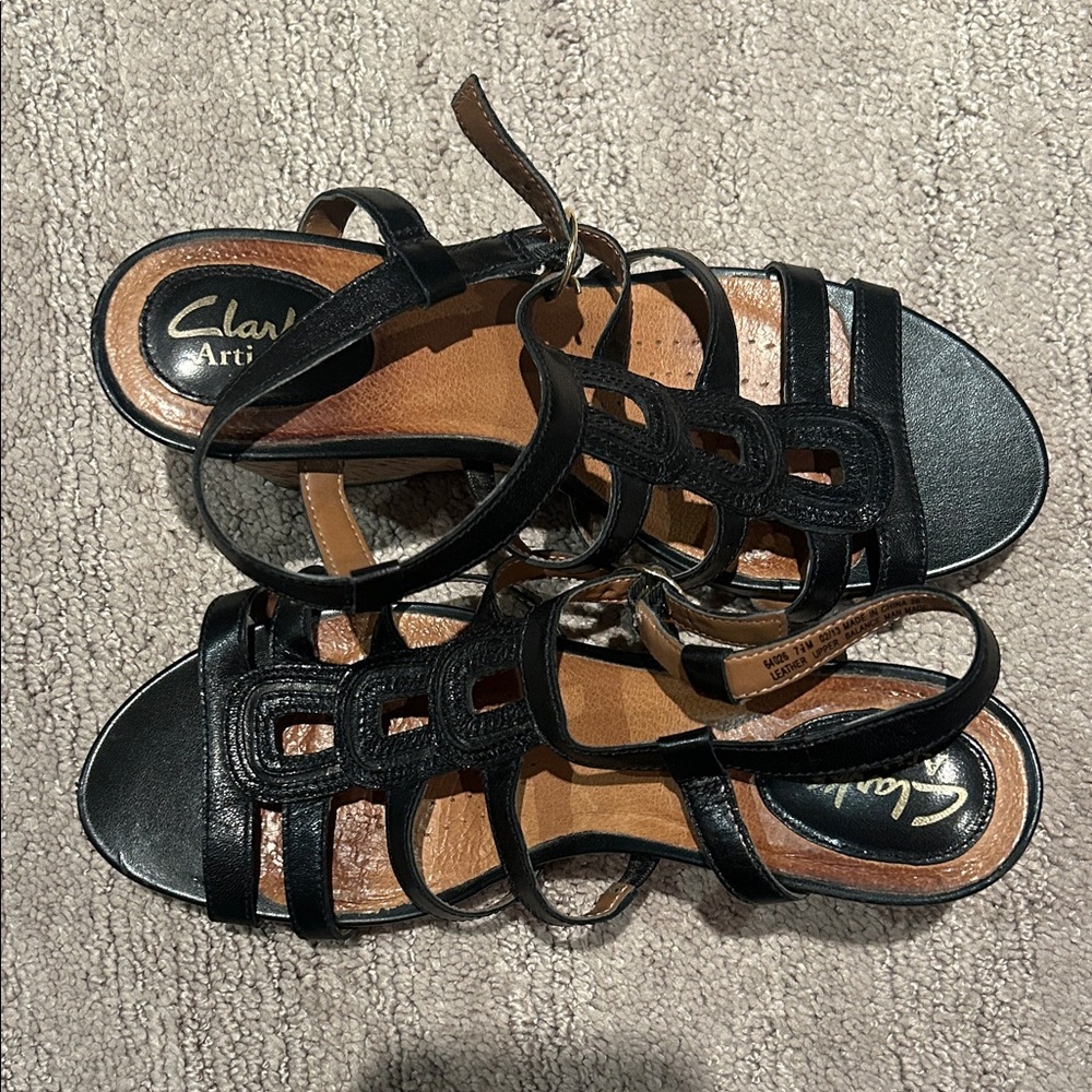 Clarks Artisan Black Strappy Sandals